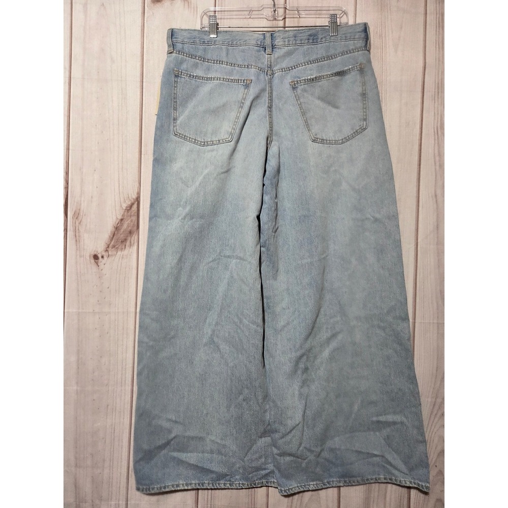 Universal Thread Super Wide Leg Jeans Light Wash Mid Rise Denim Womens‎ 14R New - Picture 2 of 8